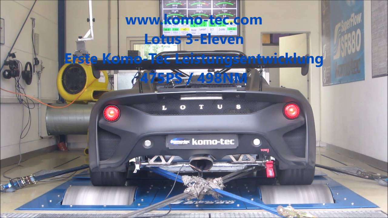 Lotus 3 Eleven mit erster Komo-Tec Leistungsentwicklung auf unserem SuperFlow Prüfstand